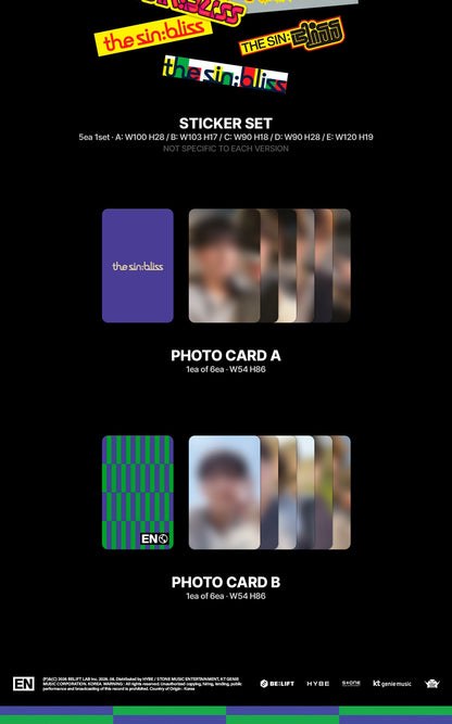 (PRE-ORDER 2026-08-21) ENHYPEN - 8th Mini Album [the sin : bliss] Standard Version (4 Versions) Random 1ea (POB Included - pre-order only)