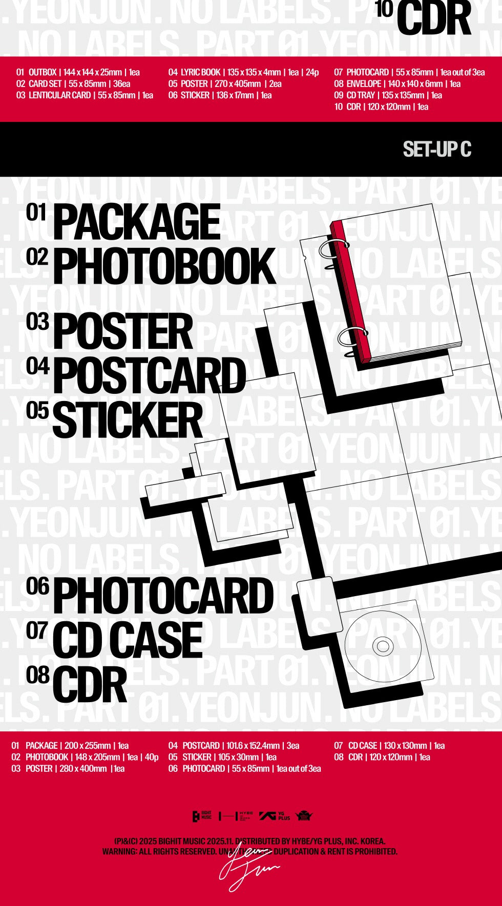 (PRE-ORDER 2025-11-07) YEONJUN (TXT) - [NO LABELS: PART 01] (3 Versions) Set (POB 3ea Included - Pre-order only)