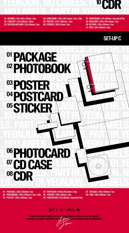 (PRE-ORDER 2025-11-07) YEONJUN (TXT) - [NO LABELS: PART 01] (3 Versions) Set (POB 3ea Included - Pre-order only)