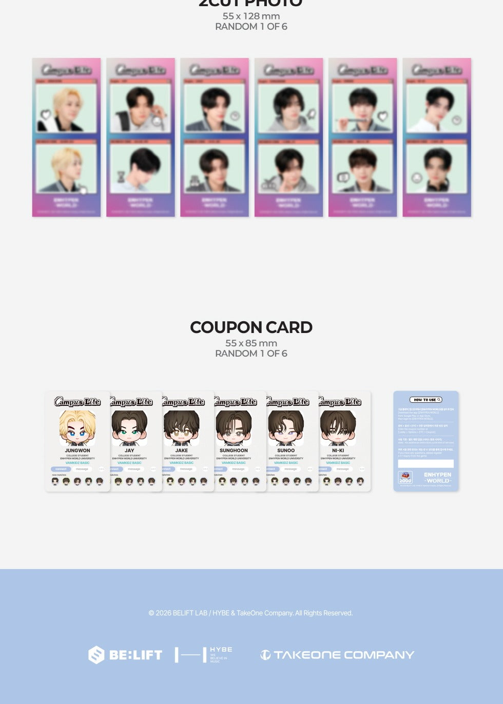 ENHYPEN - World Coupon Card Collection [CAMPUS LIFE] (2 Versions)