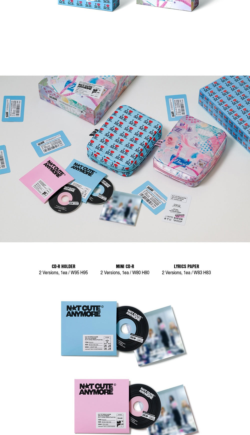(PRE-ORDER 2025-11-24) ILLIT - 1st Single Album [NOT CUTE ANYMORE] ILLIT x Ashley Williams Pouch Version (2 Versions)