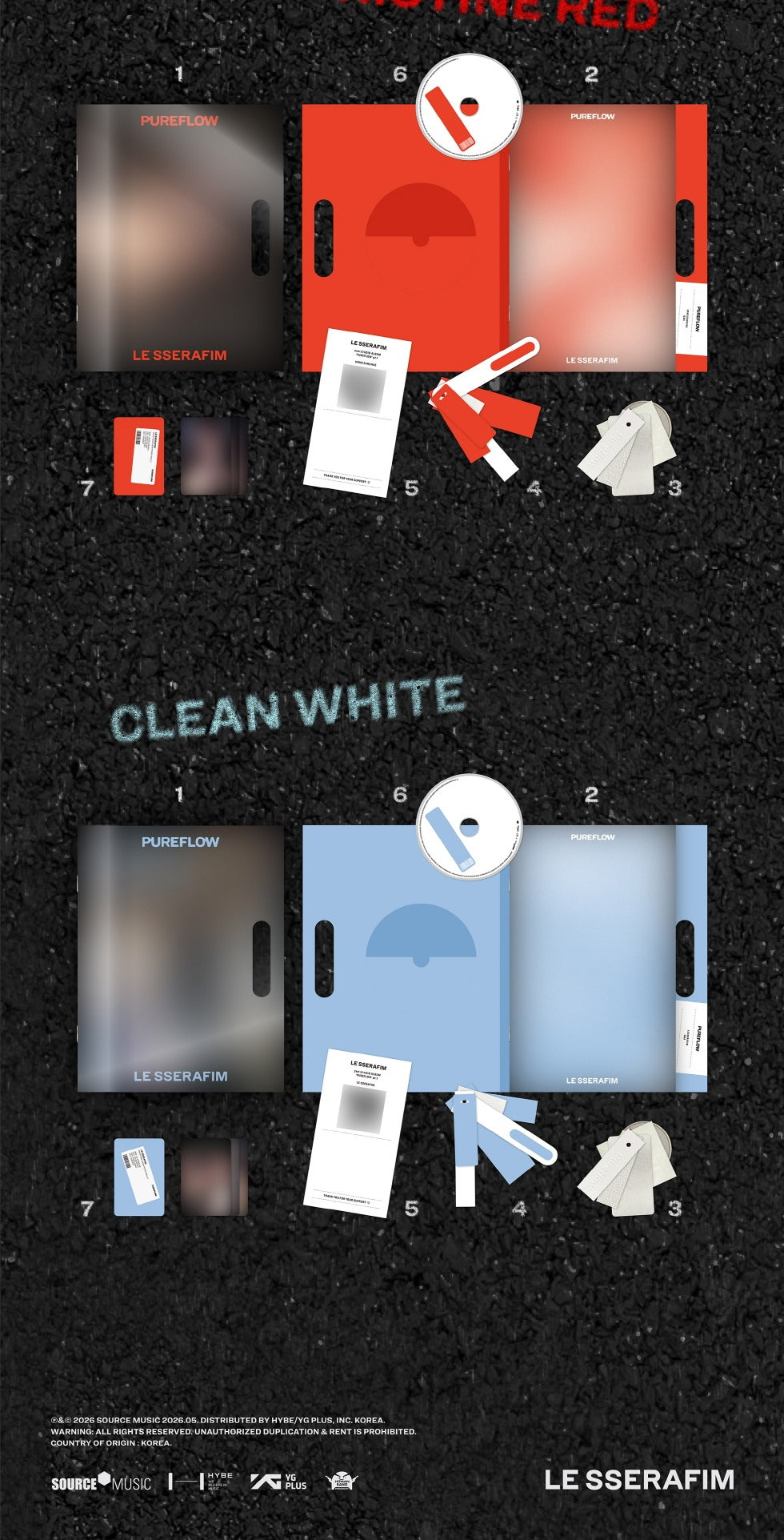 (PRE-ORDER 2026-05-22) LE SSERAFIM - 2nd Studio Album [PUREFLOW pt.1] COMPACT Version (6 Versions) Random 1ea (POB Included - Pre-order only)