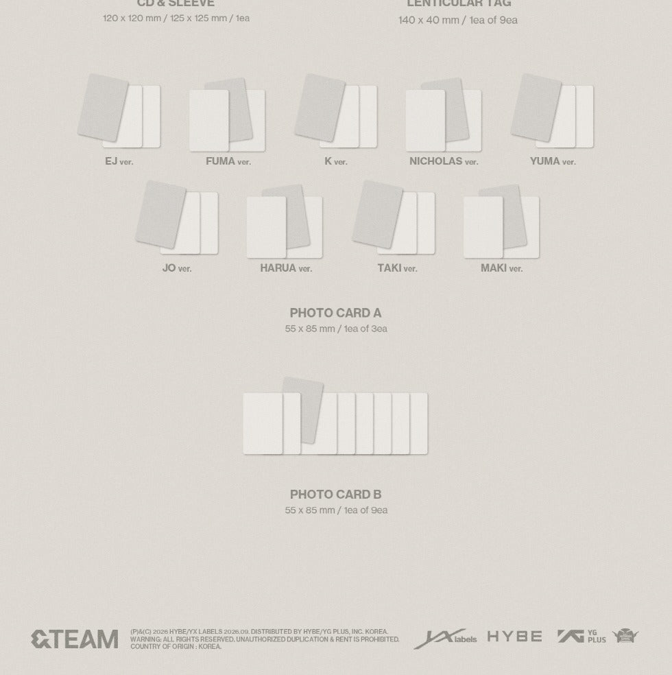 (PRE-ORDER 2026-09-08) &TEAM - Korea 2nd Mini Album [Mark on Me] SOLO Version (9 Versions) Set