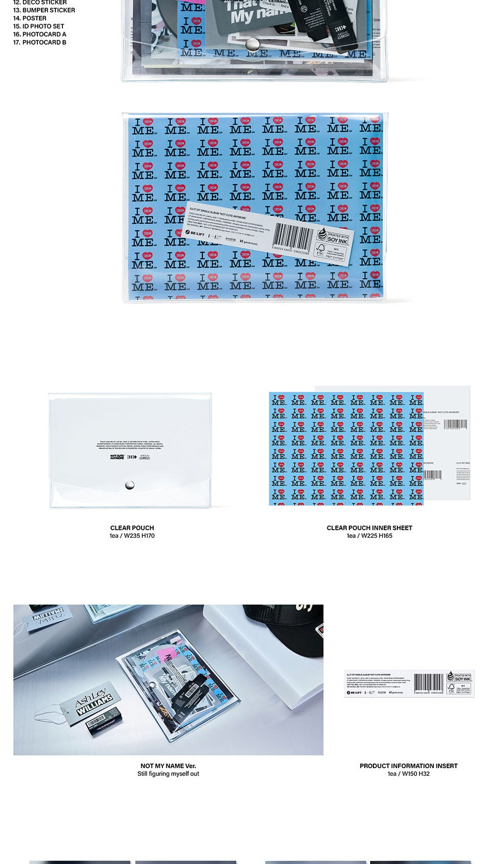 (PRE-ORDER 2025-11-24) ILLIT - 1st Single Album [NOT CUTE ANYMORE] ILLIT x Ashley Williams Pouch Version (2 Versions)