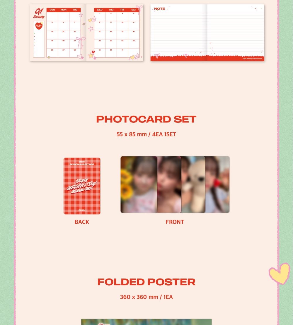 CHUU - 2025 Season's Greetings [Happy CHUU's Day! Celebrate Me!] (POB - 1 Photocard with K-Towns Season's Greetings Event)(1 Left).