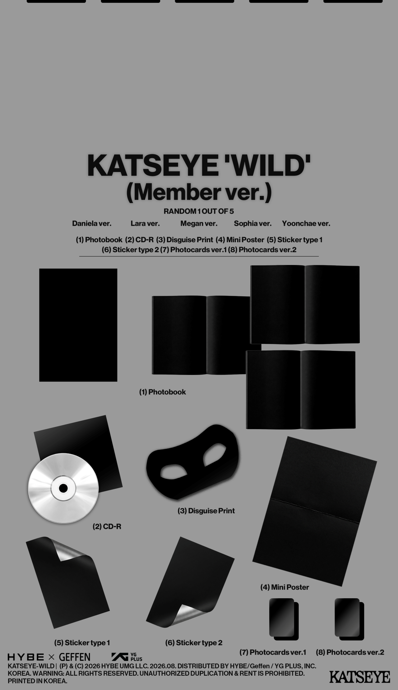 (PRE-ORDER 2026-08-14) KATSEYE - [WILD] Member Version (5 Versions) Random 1ea (POB Included)