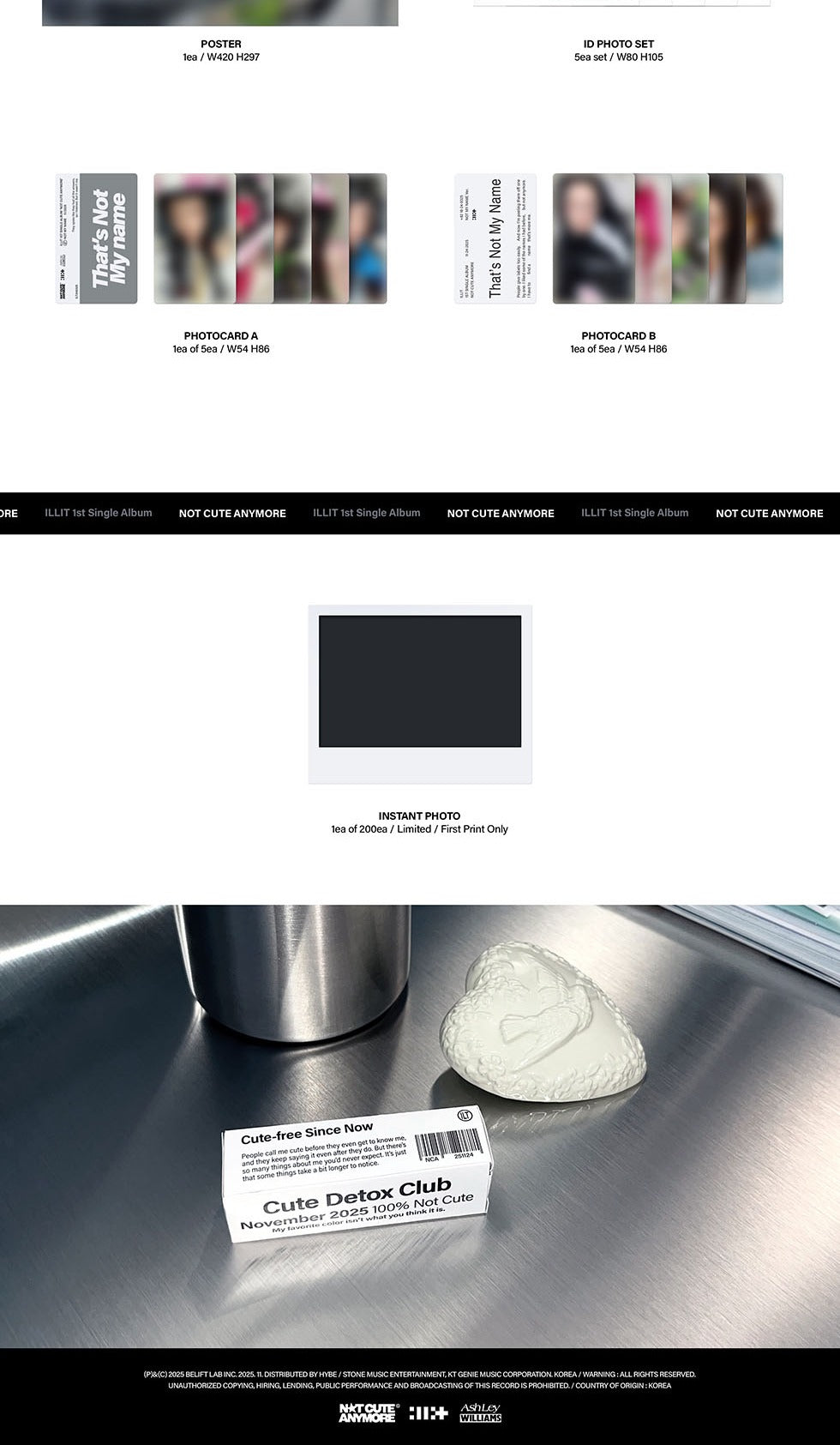 (PRE-ORDER 2025-11-24) ILLIT - 1st Single Album [NOT CUTE ANYMORE] (2 Versions) Set (POB - Photocard 2ea Included - Pre-order only)