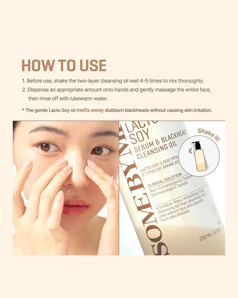 SOME BY MI - Lacto Soy Sebum & Blackhead Cleansing Oil (200 mL).